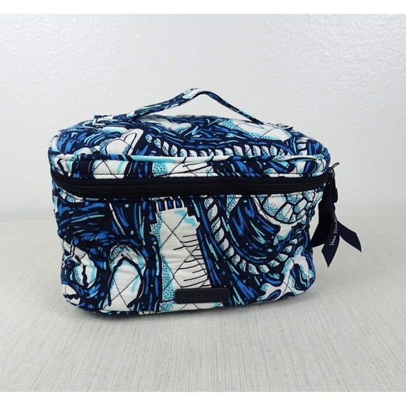 Vera Bradley Factory Style Train Case Cosmetic Make-Up Organizer SHORE ENOUGH - Picture 3 of 8